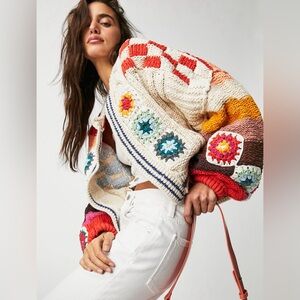 Free People Clear Skies Cardi in Cream Combo